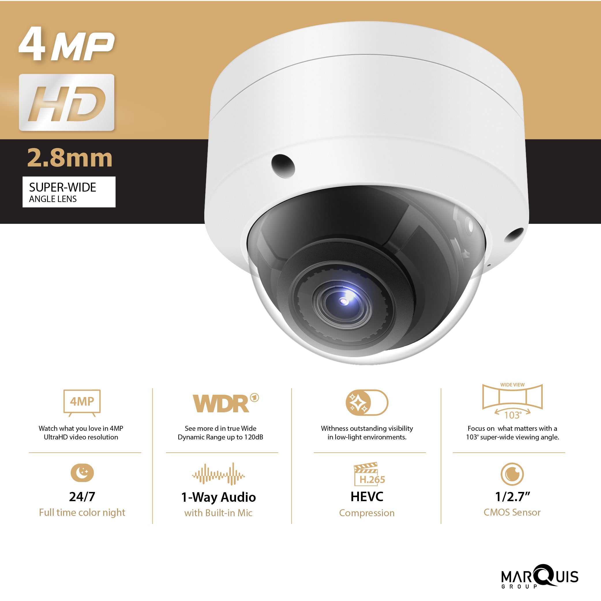 Hikvision/Uniview Compatible IP Dome Camera (4MP)- IPC-YD400