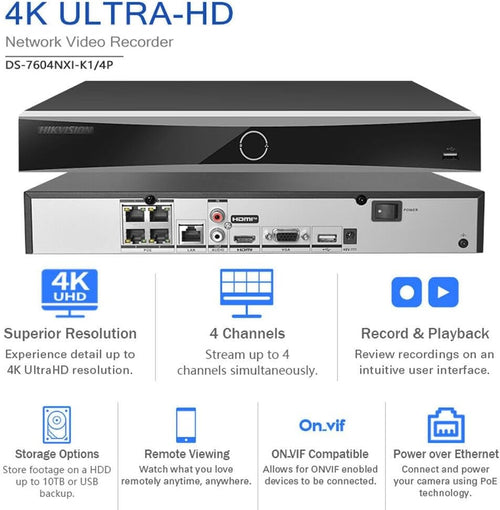Hikvision - DS-7604NXI-K1/4P (4ch NVR)