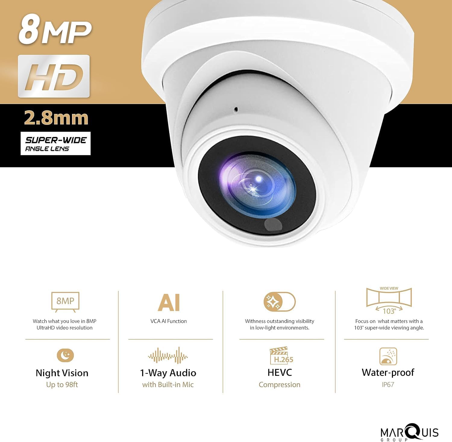 Hikvision/Uniview Compatible IP Turret Camera (8MP)- IPC-YT80