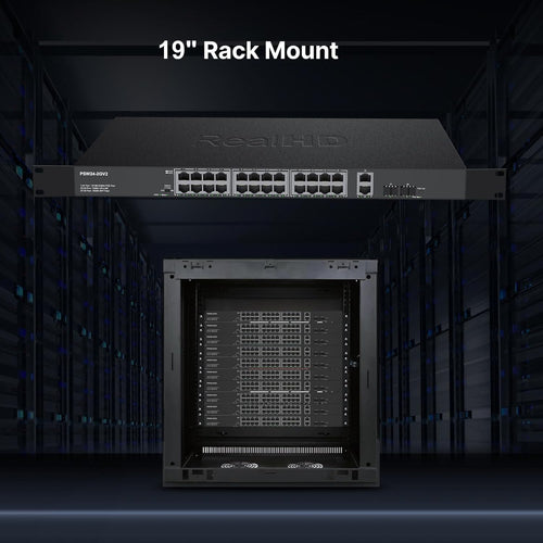 24 Port PoE Switch with 2 Gigabit Uplinks & 2 SFP Ports (400W)