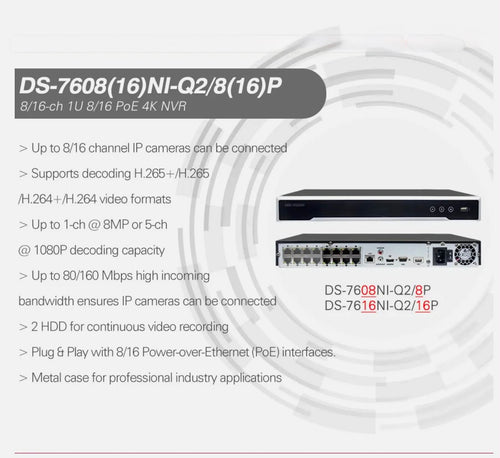 HIKVISION OEM- NVR7616Q2-16P (16CH NVR)
