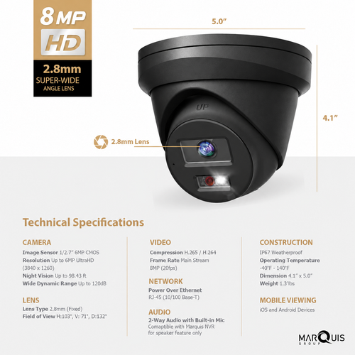 Hikvision OEM 8MP 2 WAY AUDIO BLACK