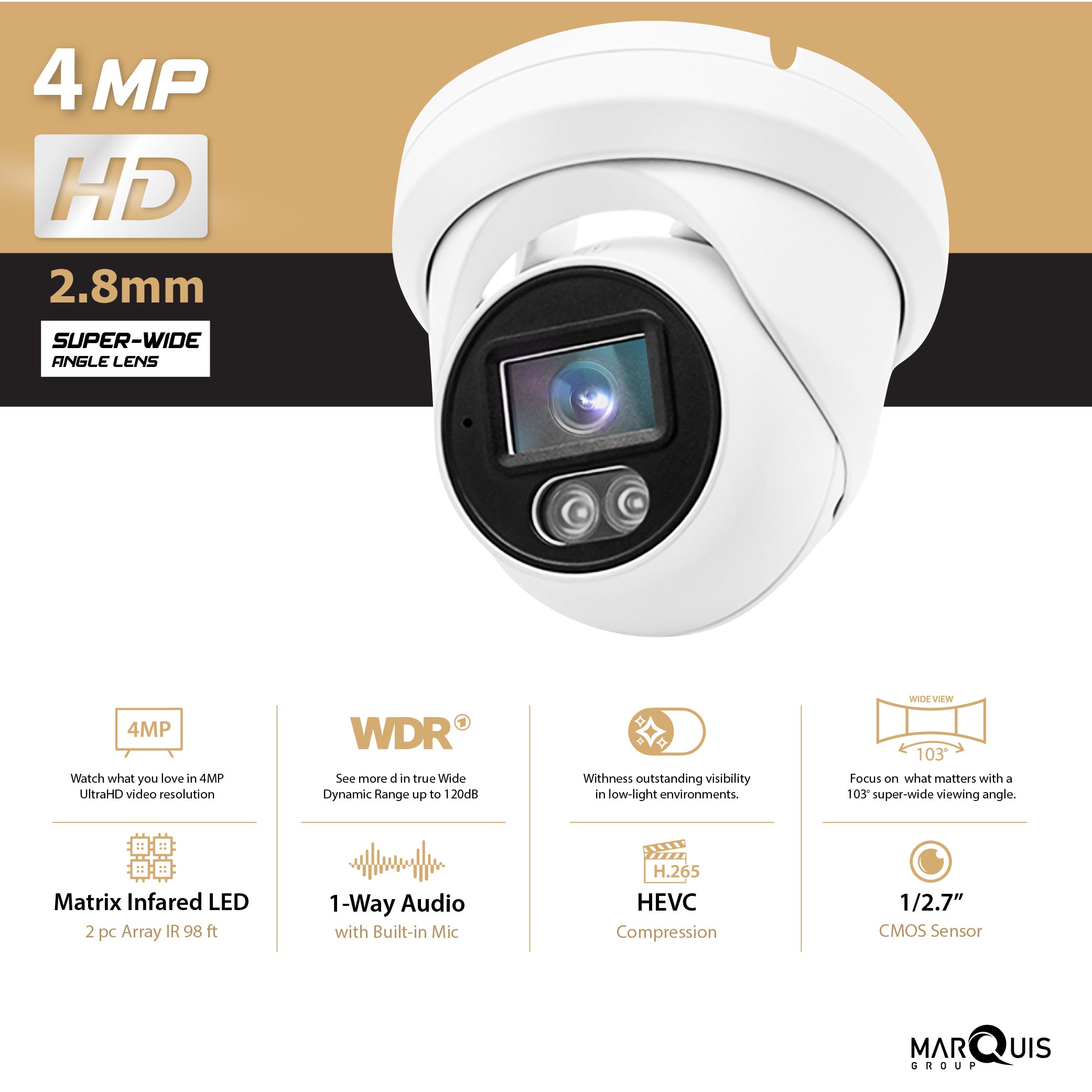 Hikvision/Uniview Compatible IP Turret Camera (4MP)-IPC-XD400