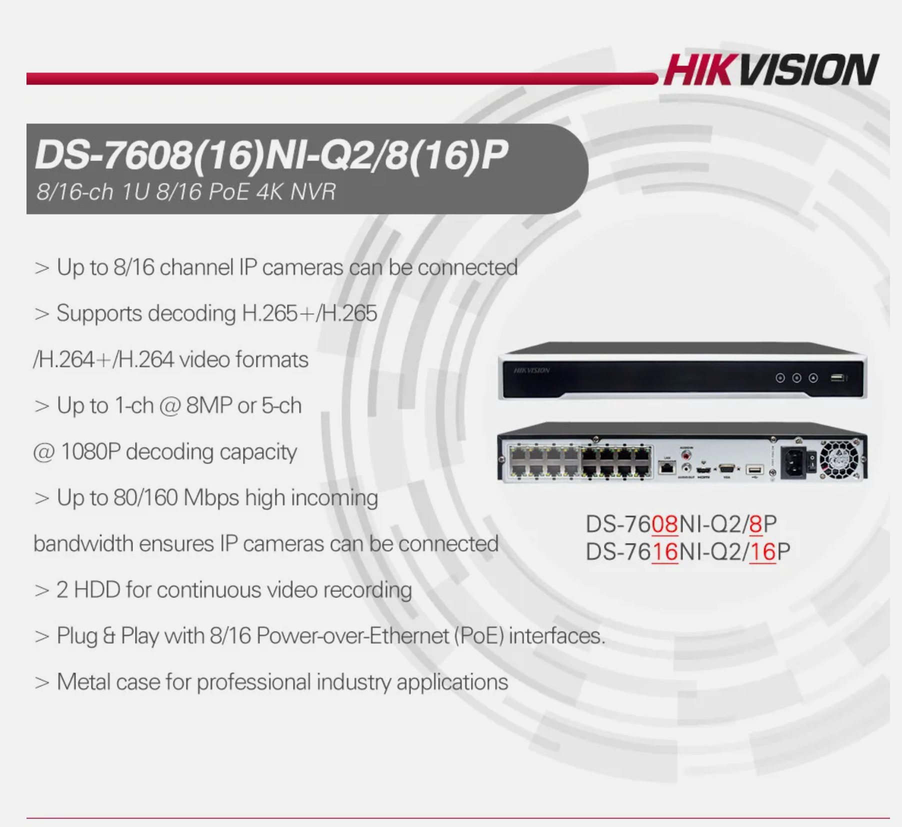 Hikvision - DS-7616NI-Q2/16P (16ch NVR)